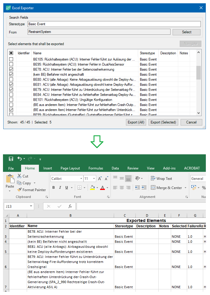 Model Elements Exporter