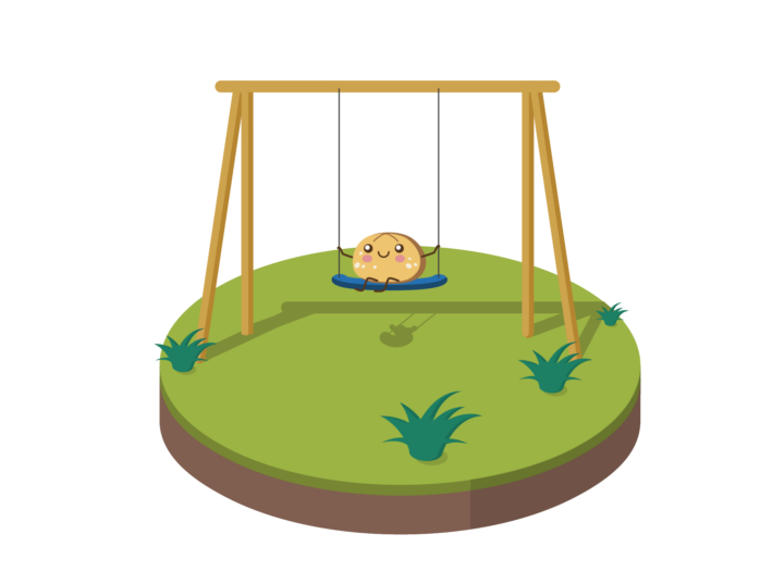 Augmented Reality (AR): figure showing the little bun on the swing