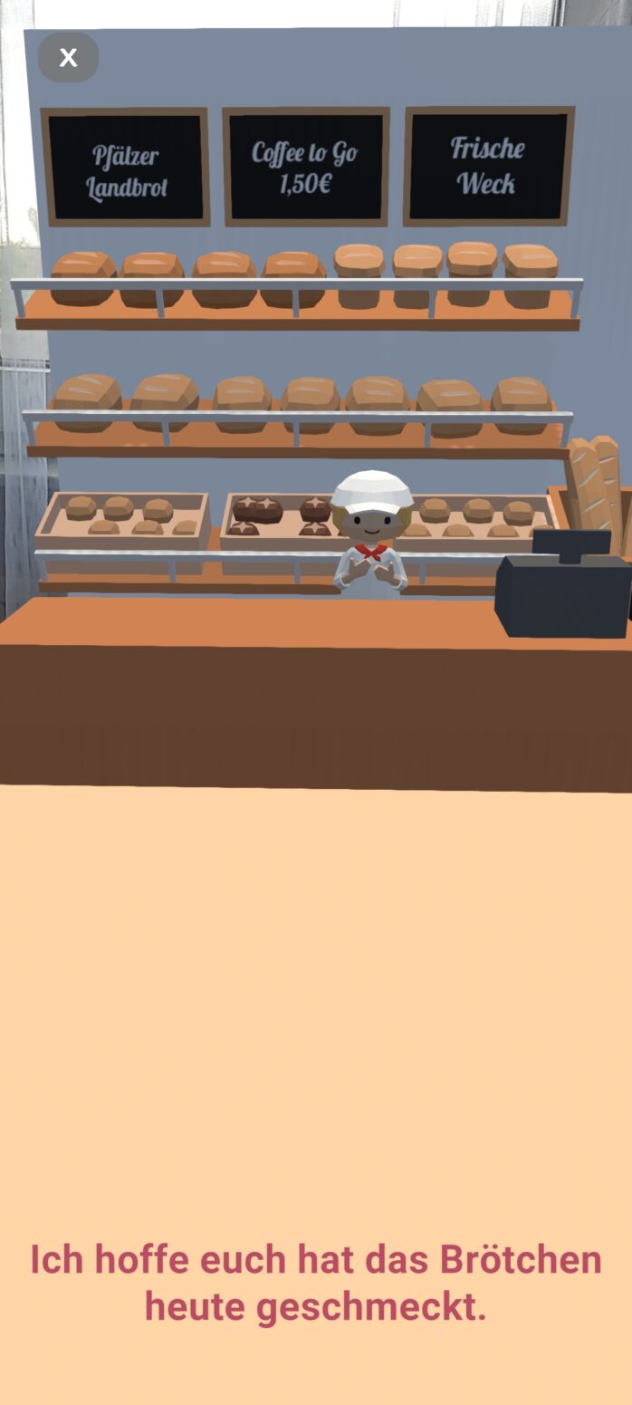 AR and Storytelling to convey ideas: Fraunhofer IESE – figure showing KLARa's bakery scene