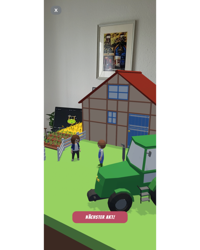 AR and Storytelling to convey ideas: Fraunhofer IESE – figure showing KLARa's farm scene