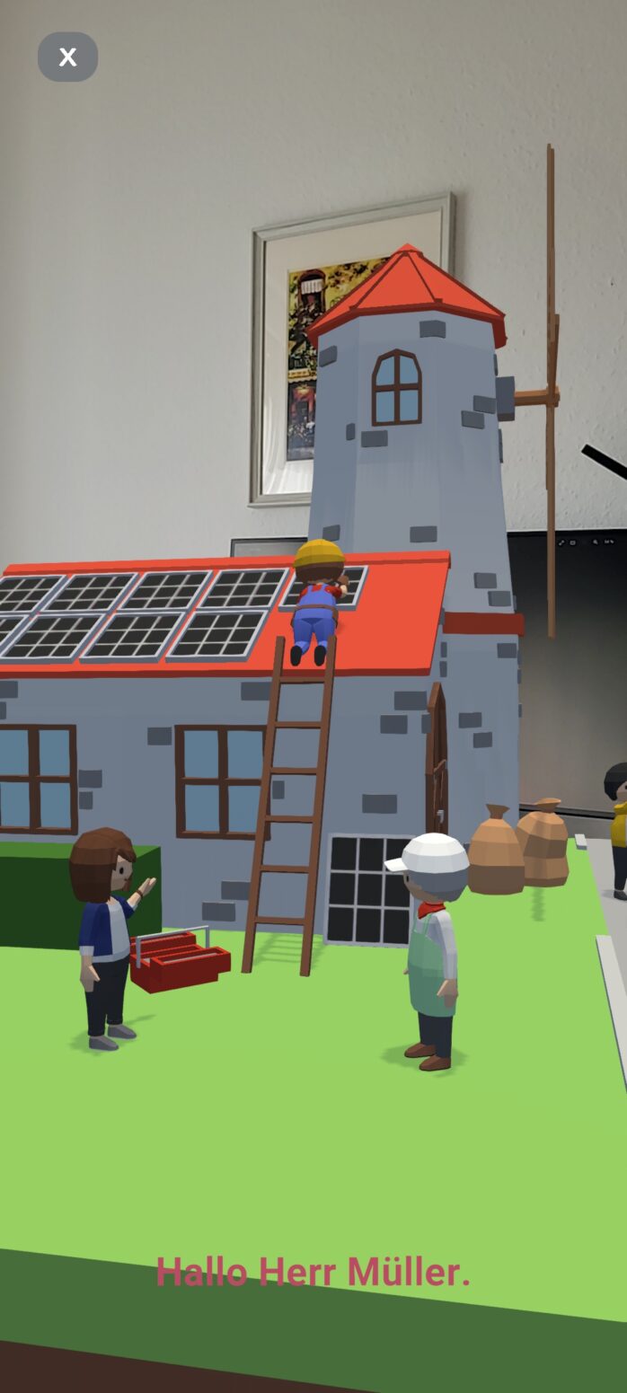 AR and Storytelling to convey ideas: Fraunhofer IESE – figure showing KLARa's mill scene