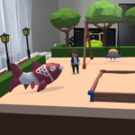 AR and Storytelling to convey ideas: Fraunhofer IESE – figure showing KLARa's playground scene after postprocessing