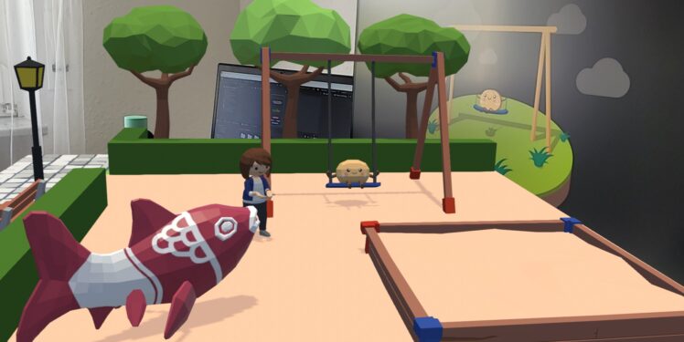 AR and Storytelling to convey ideas: Fraunhofer IESE – figure showing KLARa's playground scene