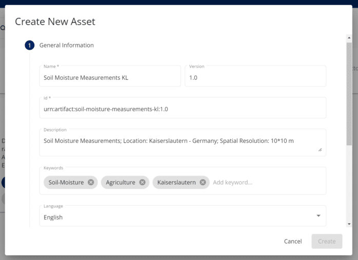 Figure 3: sovity EDC UI – “Create New Asset” view 1