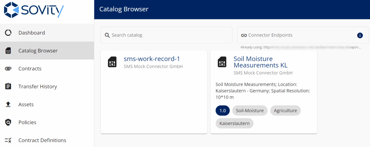 Figure 7: sovity EDC UI - Catalog Browser view