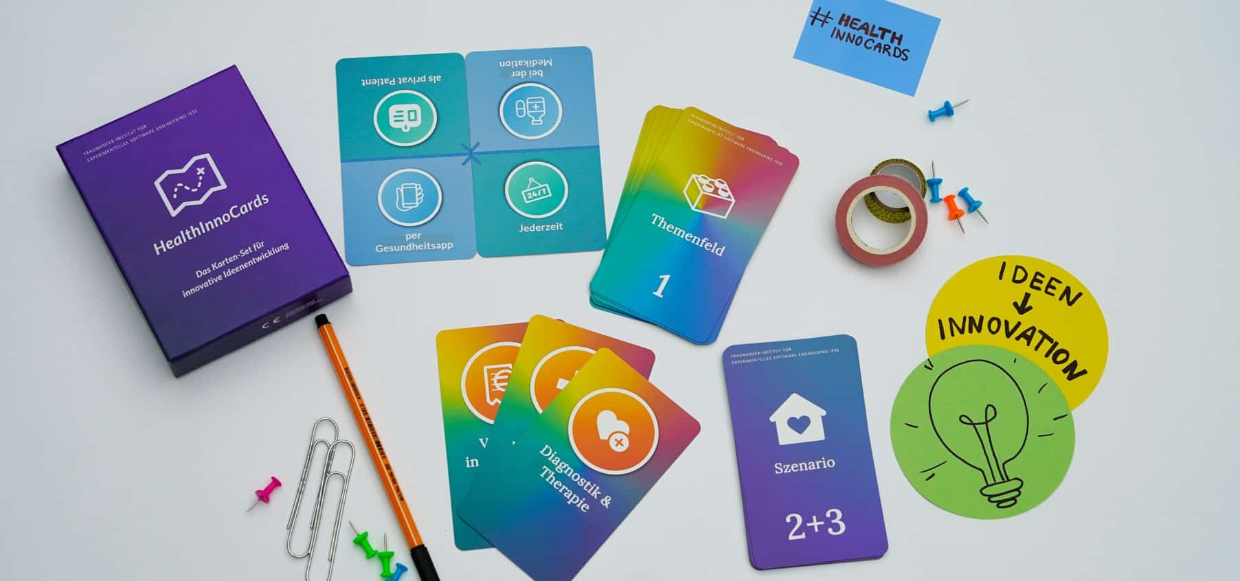 HealthInnoCards: Ein Kartenset, das als Werkzeug zur spielerischen Förderung von Kreativität und Innovation im Gesundheitssektor eingesetzt werden kann.